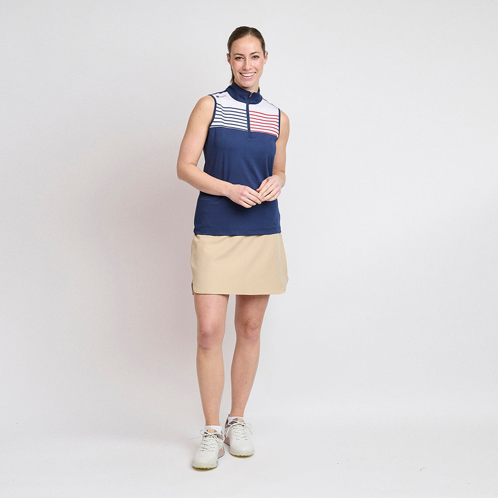 Ladies Zip Golf Polo Top, Navy