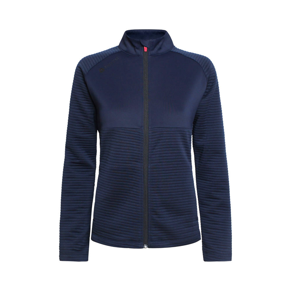 Ladies Waffel Midlayer Cardigan, Navy