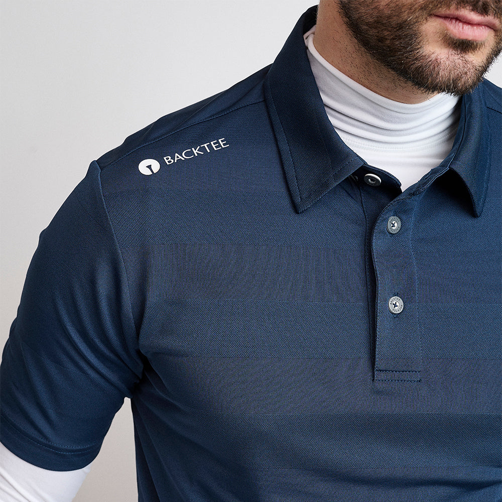 Mens Jacquard Polo, Navy