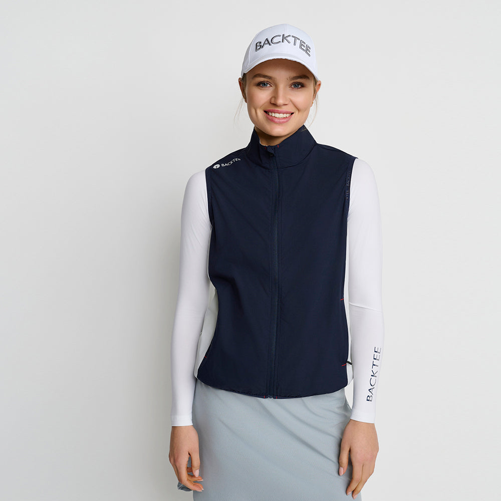 Women's Stretch Windbreaker Vest, Navy Blue