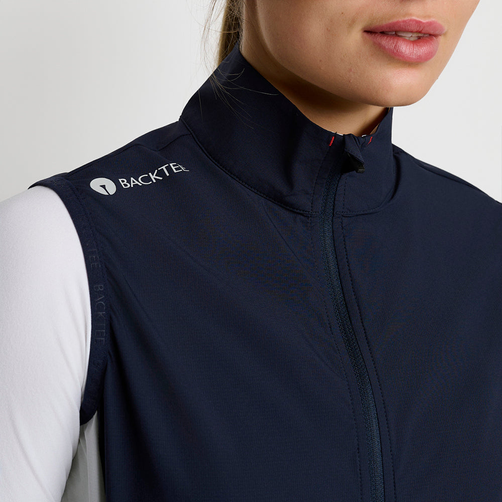 Women's Stretch Windbreaker Vest, Navy Blue