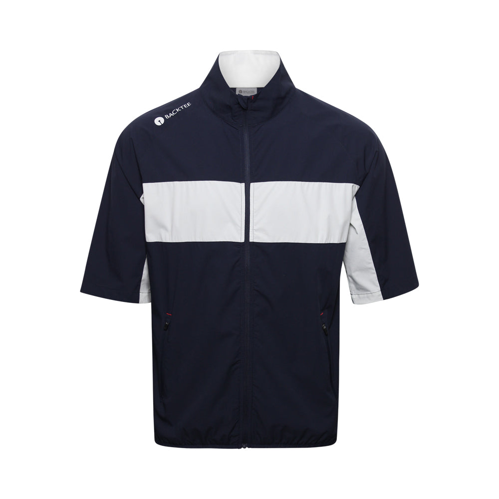 Men's Short Sleeve Stretch Windbreaker Jacket, Navy Blue
