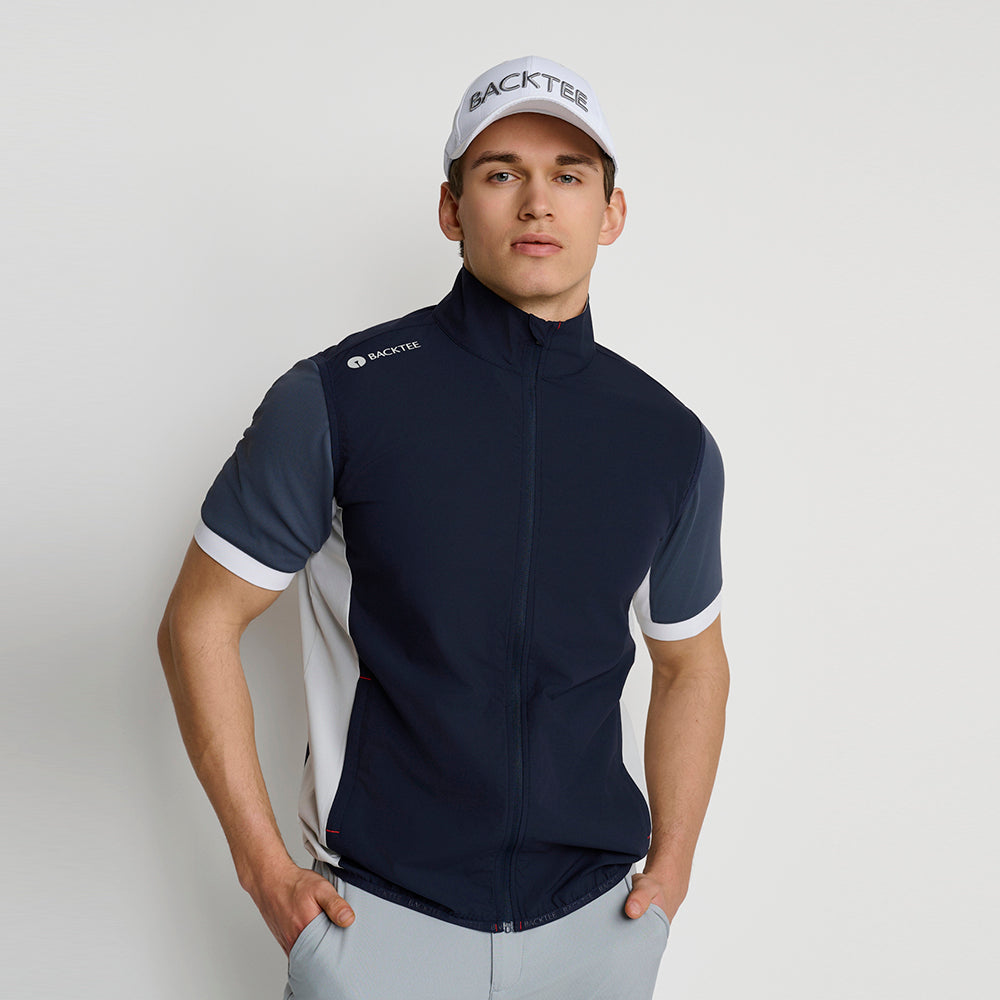 Men's Stretch Windbreaker Vest, Navy Blue