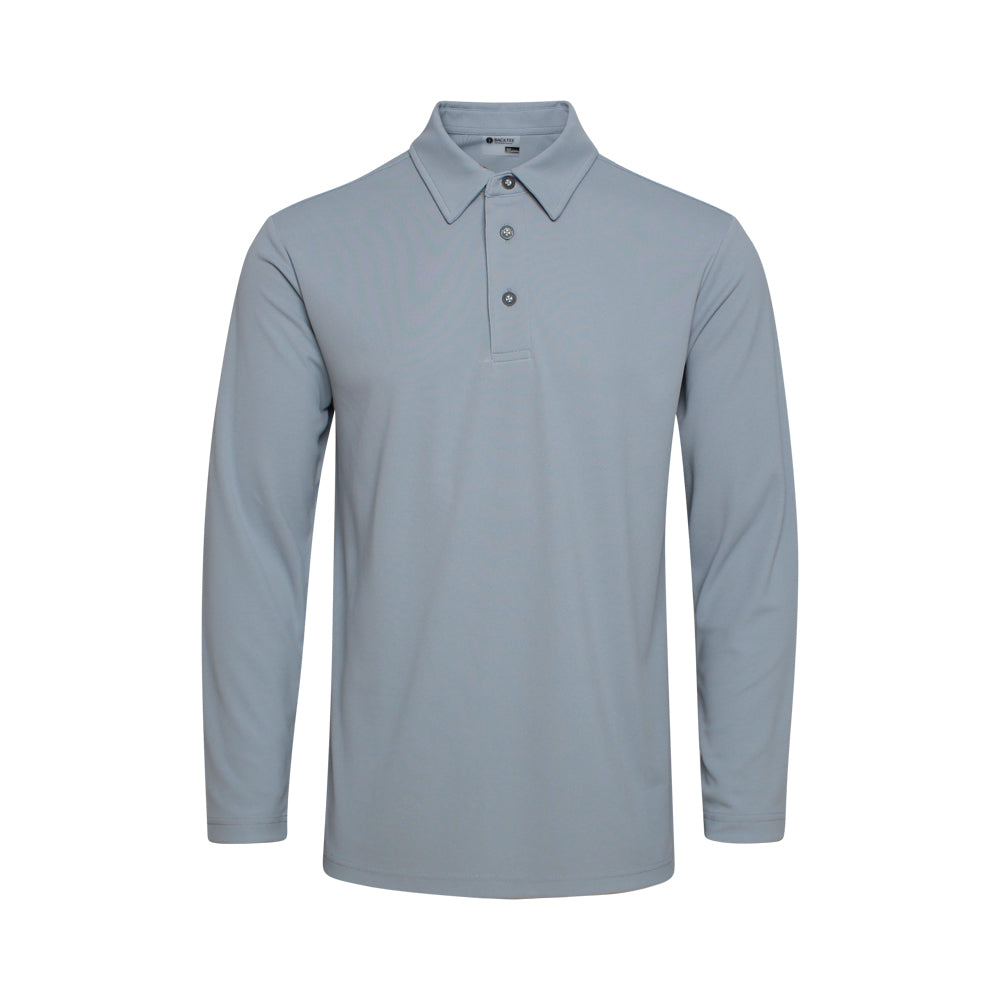 Mens Performance Long Sleeve Polo, Slate