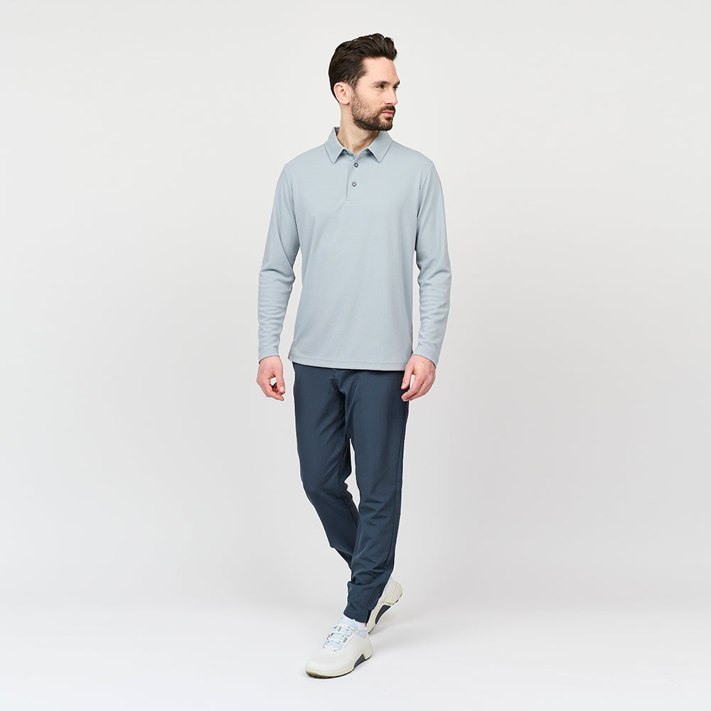 Mens Performance Long Sleeve Polo, Slate