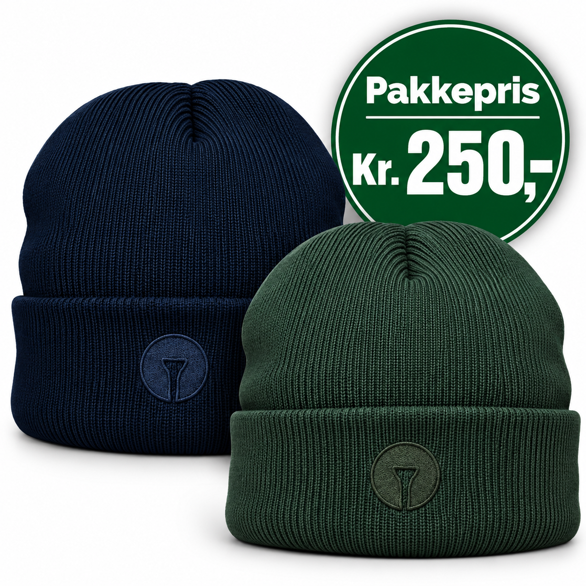 Gebreide muts, Navy/Groen