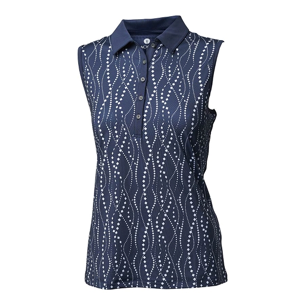 Ladies Printed Polo Top, Navy | 2-7 day delivery | Backtee.com