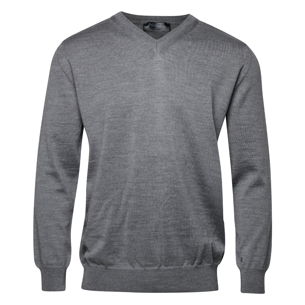 Riise Mens Merino V-neck, Grey Melange