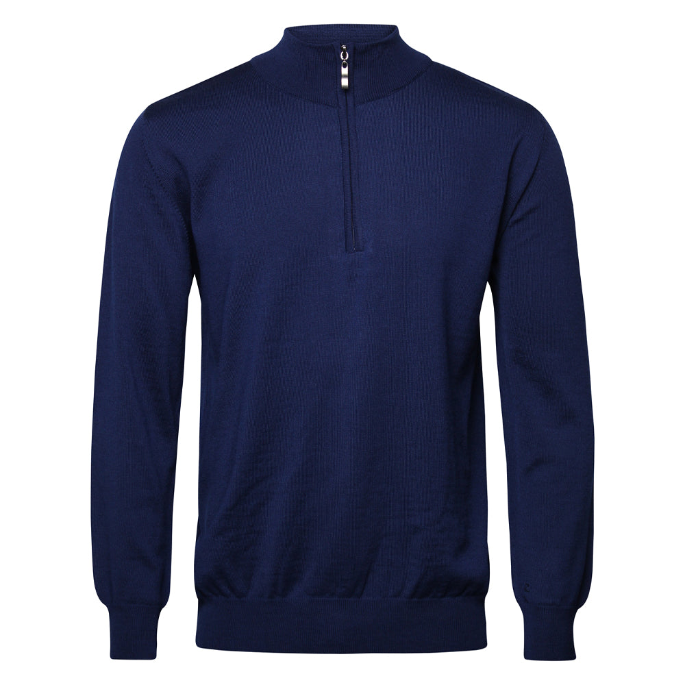 Riise Mens Merino Z-neck, Blue Sea