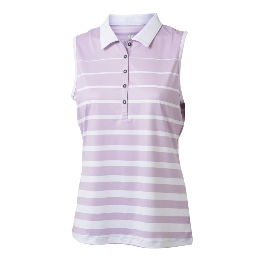 Ladies SoftCool Striped Polo Top, Lavender