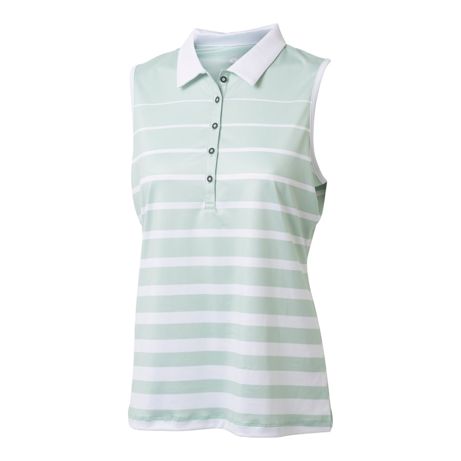 Ladies SoftCool Striped Polo Top, Mint