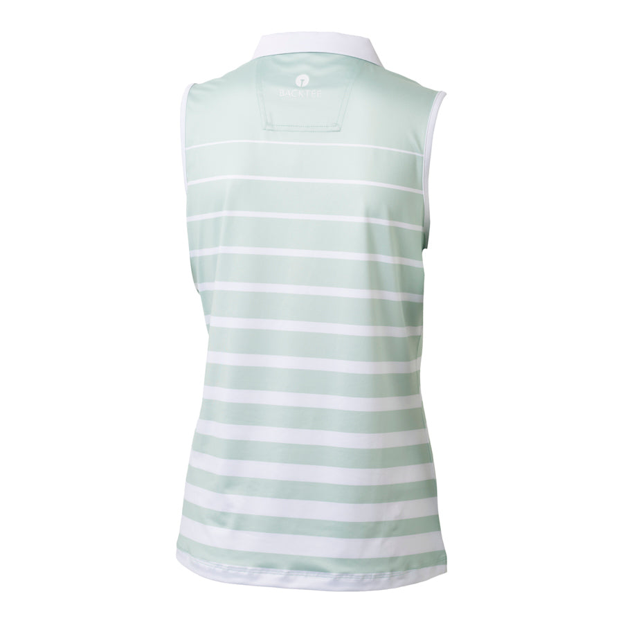 Ladies SoftCool Striped Polo Top, Mint