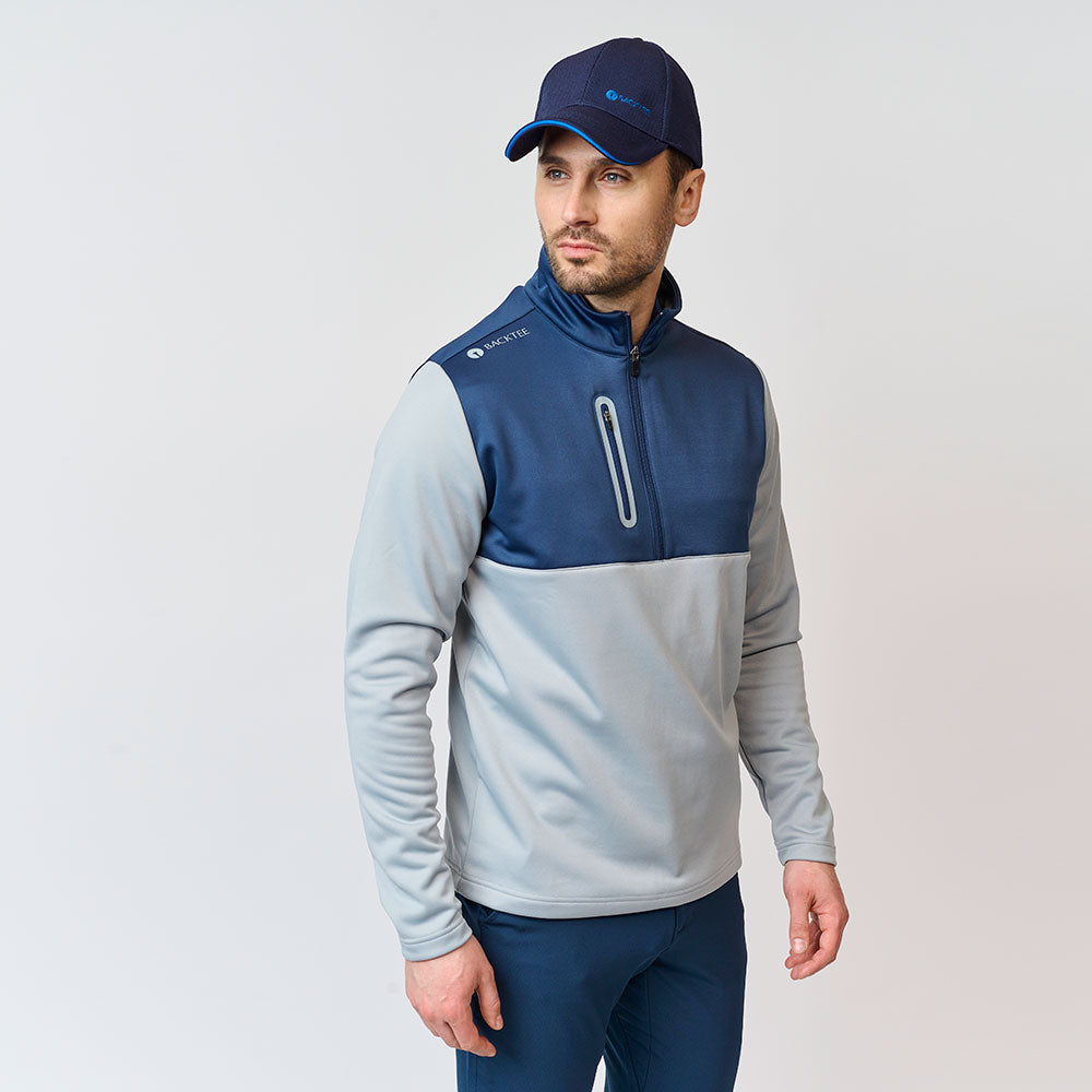 Mens Shield Zipneck Midlayer, Light Grey