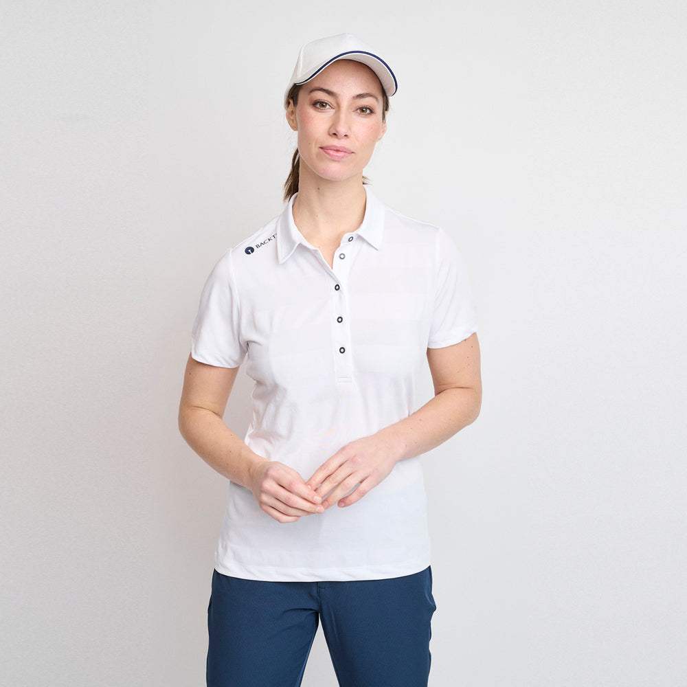 Ladies Jacquard Polo, White