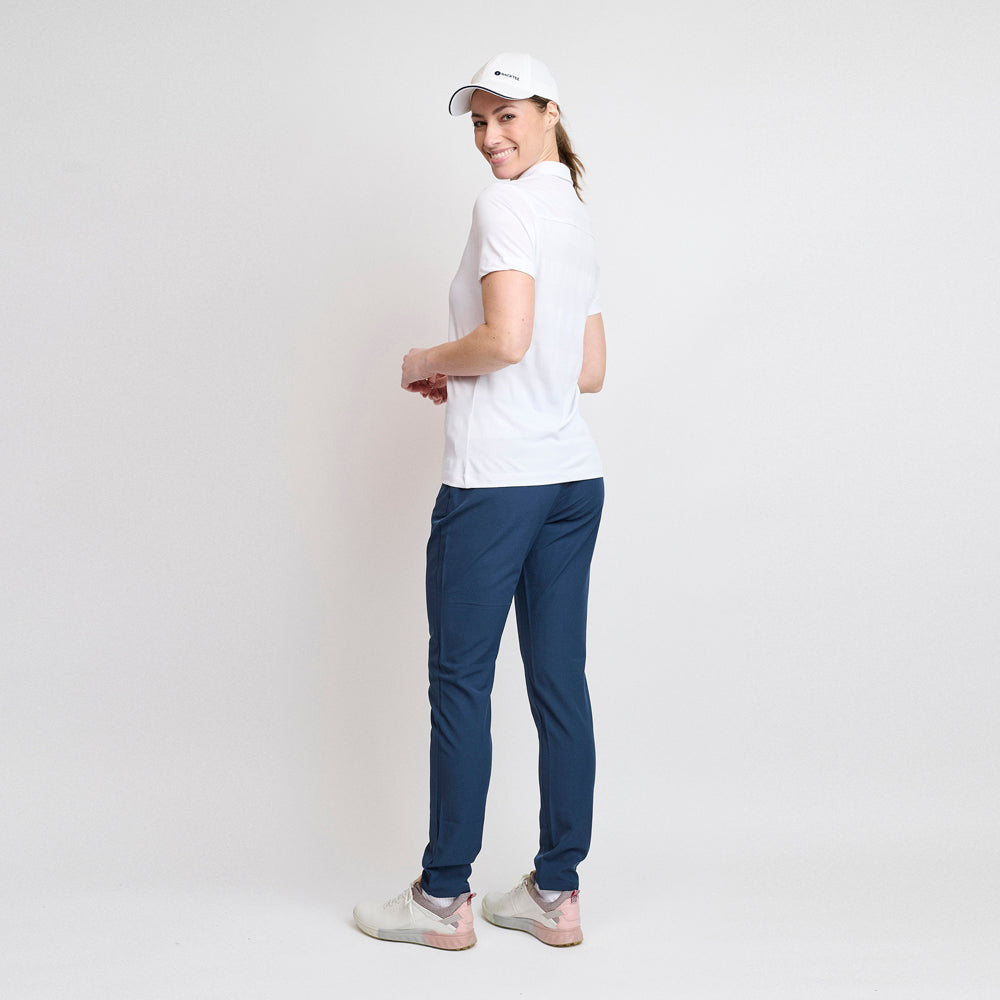 Ladies Jacquard Polo, White