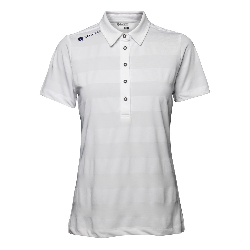 Ladies Jacquard Polo, White