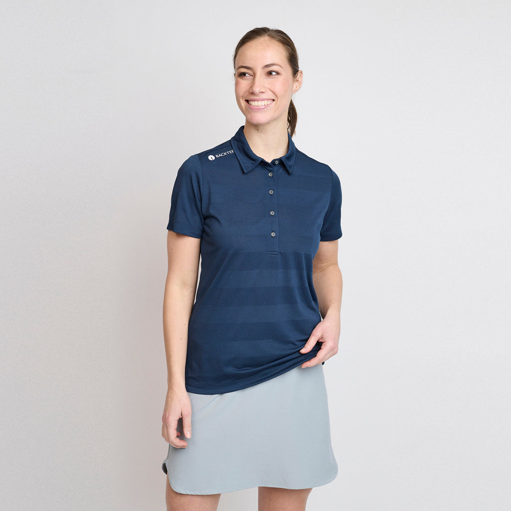 Ladies Jacquard Polo, Navy 