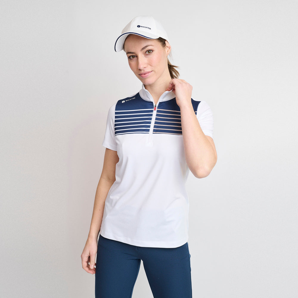 Ladies Zip Golf Polo, White