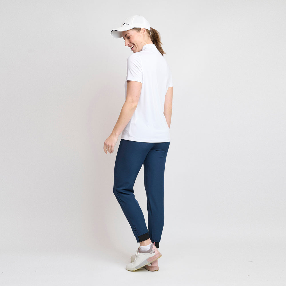 Ladies Zip Golf Polo, White