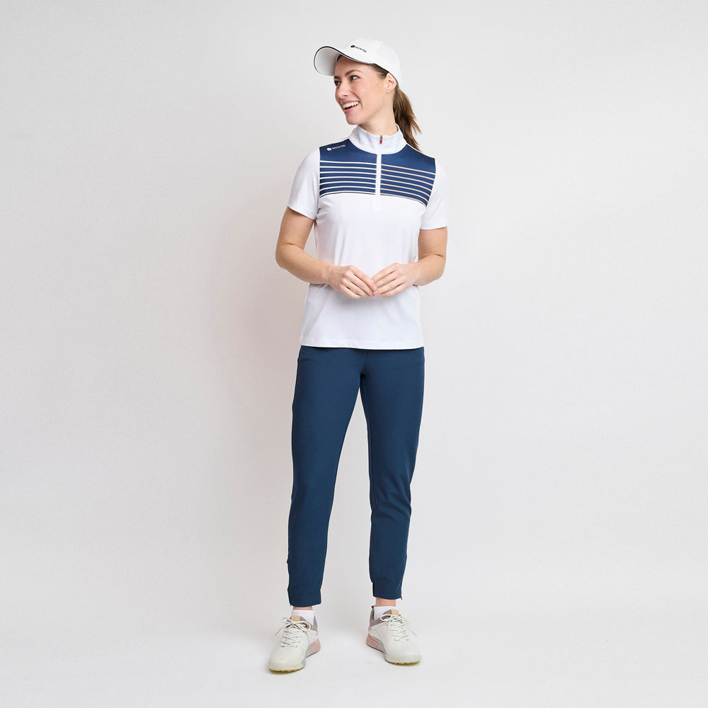 Ladies Zip Golf Polo, White