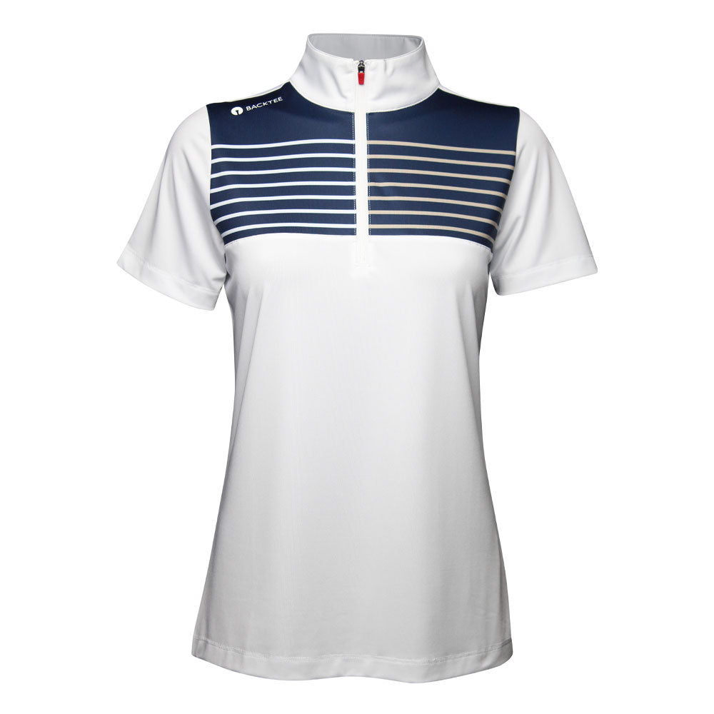 Ladies Zip Golf Polo, White