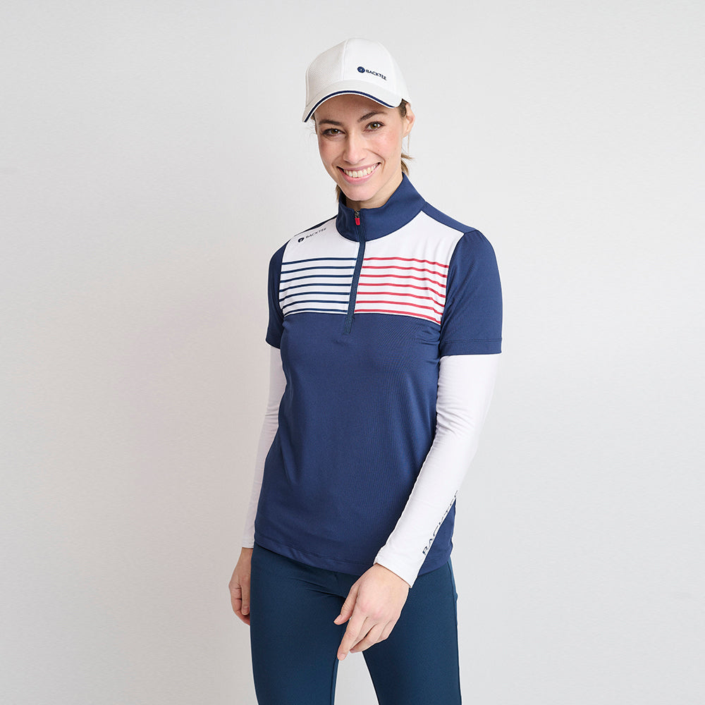 Ladies Zip Golf Polo, Navy