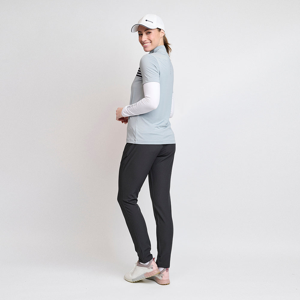 Ladies Zip Golf Polo, Light Grey