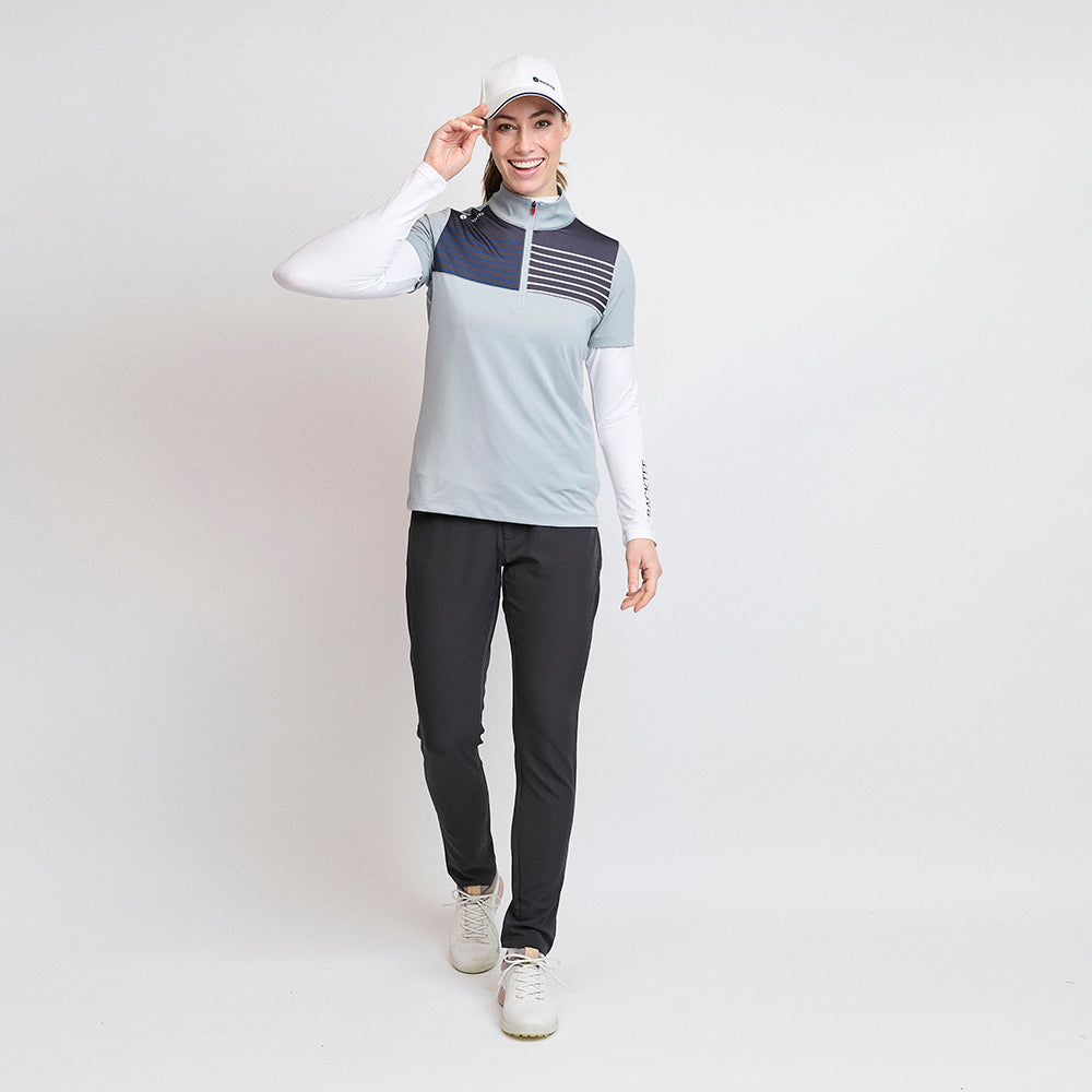 Ladies Zip Golf Polo, Light Grey