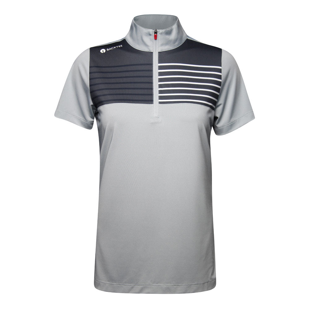 Ladies Zip Golf Polo, Light Grey