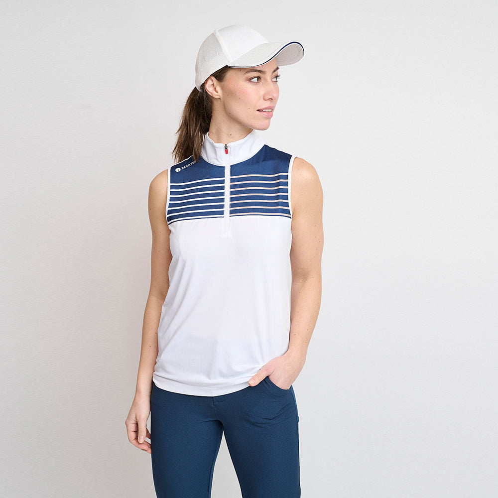 Ladies Zip Golf Polo Top, White