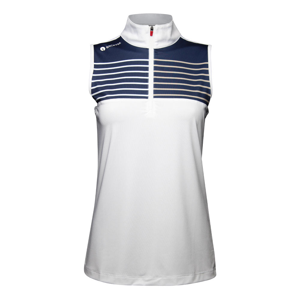 Ladies Zip Golf Polo Top, White