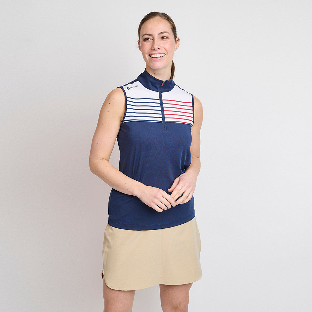 Ladies Zip Golf Polo Top, Navy