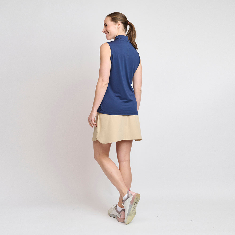 Ladies Zip Golf Polo Top, Navy