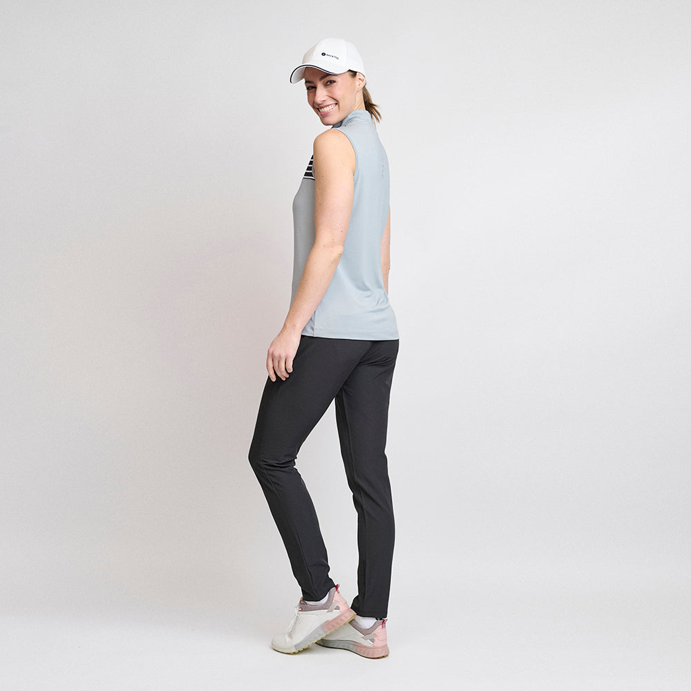 Ladies Zip Golf Polo Top, Light Grey