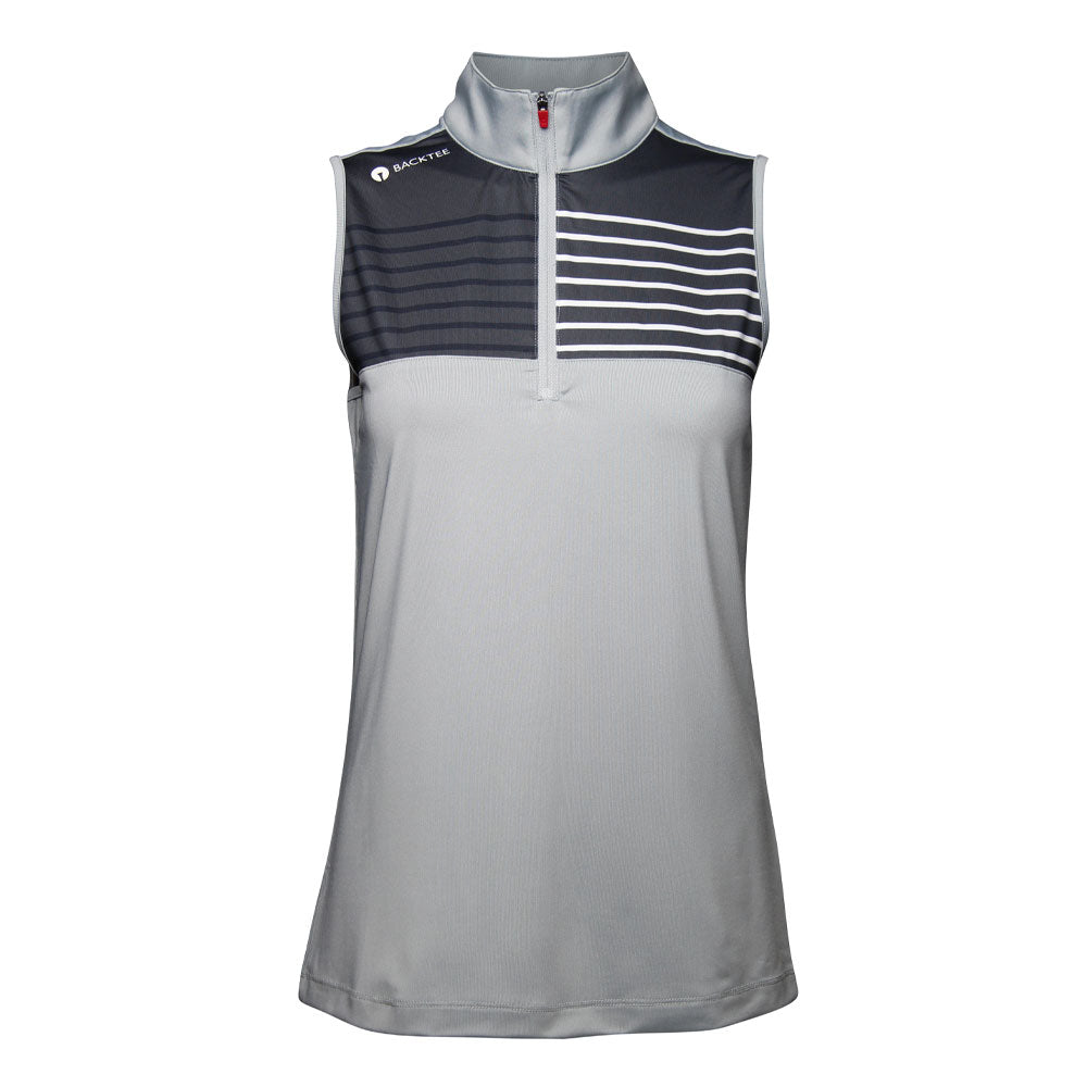 Ladies Zip Golf Polo Top, Light Grey