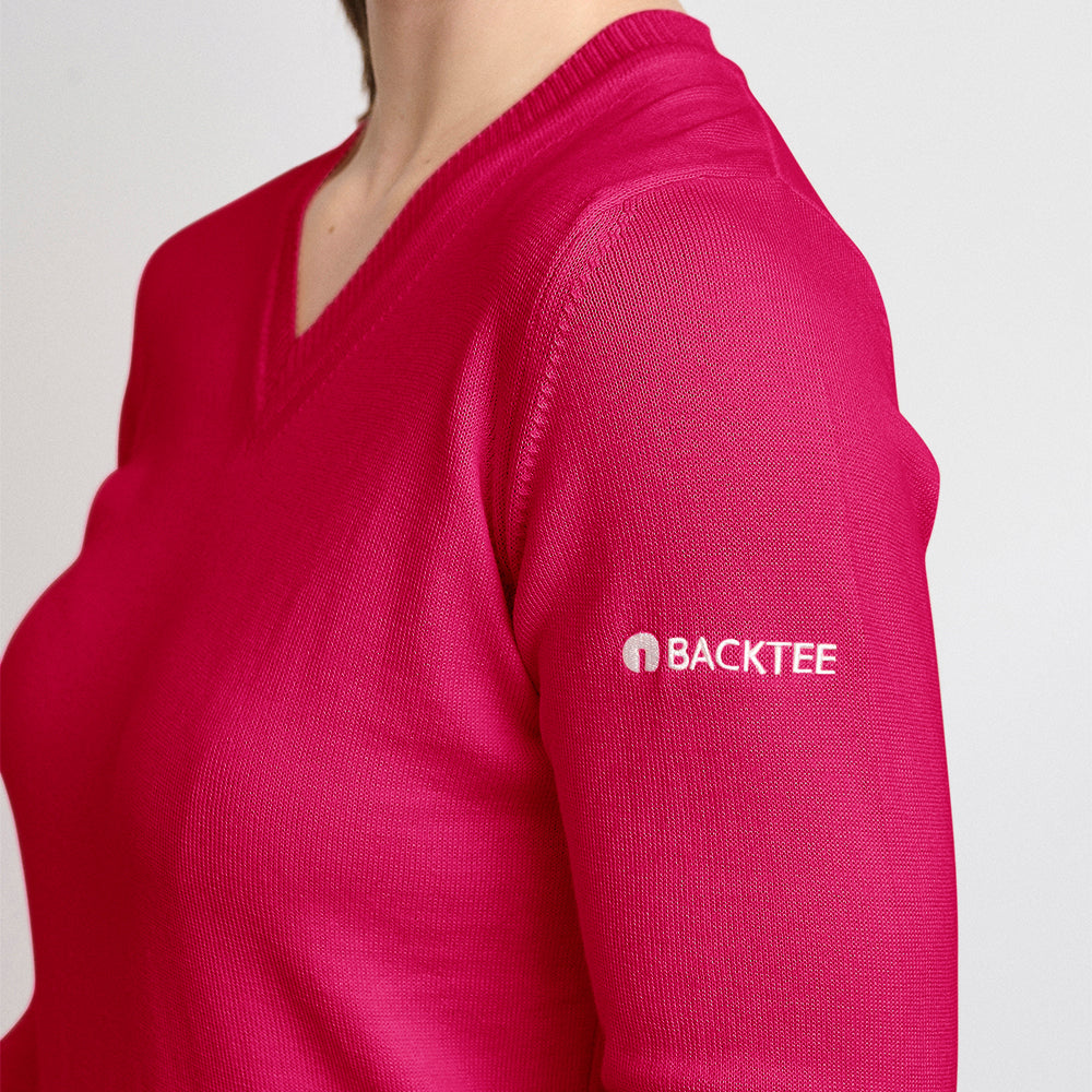 Ladies Organic Casual Sweater, Fuchsia