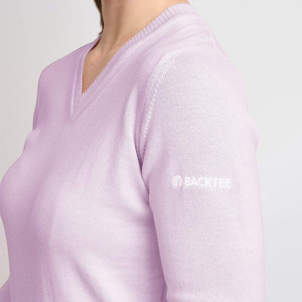 Ladies Organic Casual Sweater, Soft Lilac