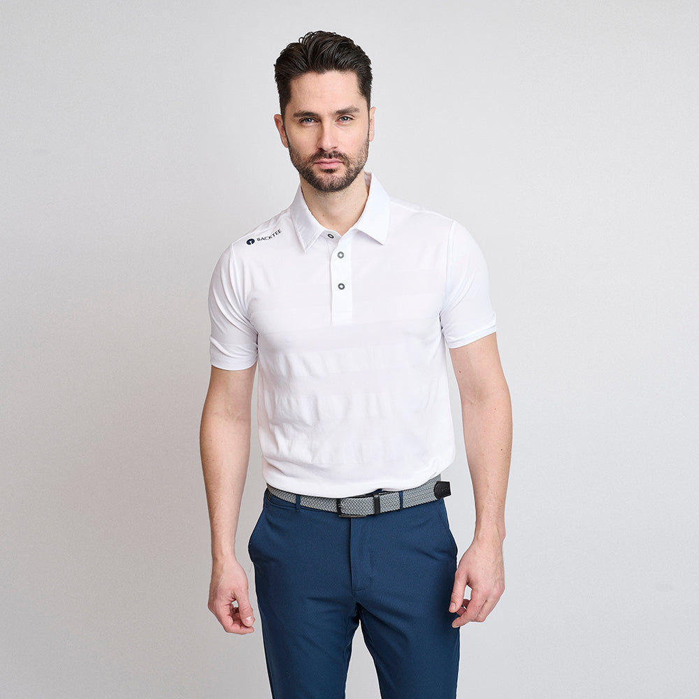 Mens Jacquard Polo, White