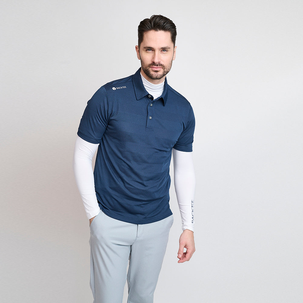 Mens Jacquard Polo, Navy 