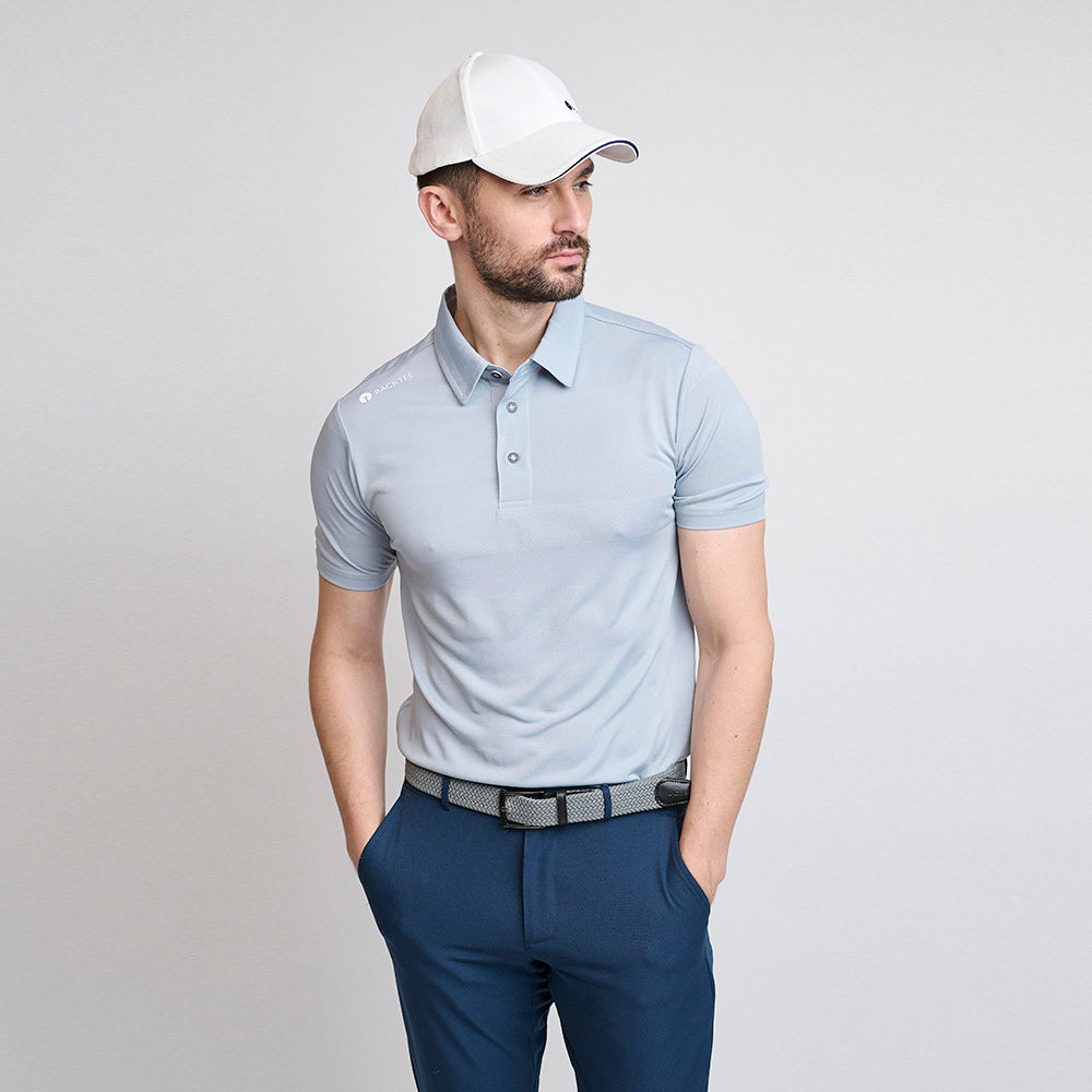 Mens Jacquard Polo, Light Grey