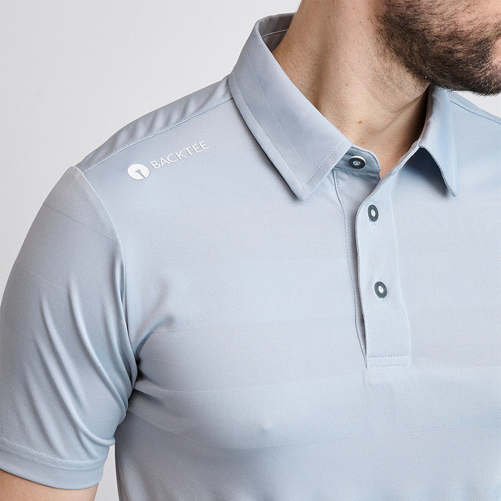 Mens Jacquard Polo, Light Grey