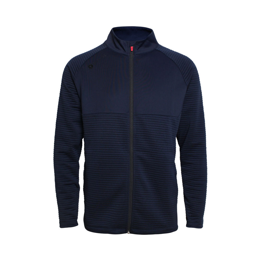 Mens Waffel Midlayer Cardigan, Navy