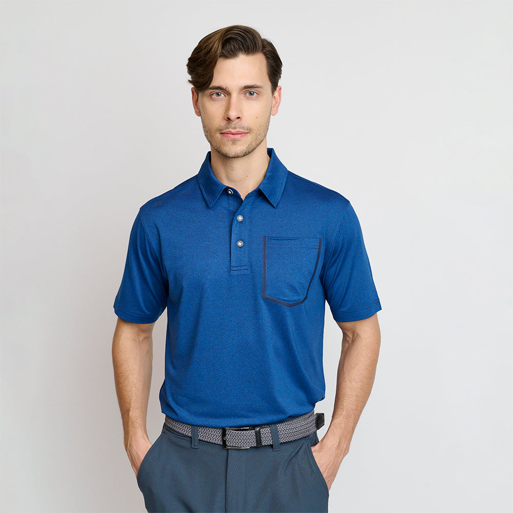 Mens Melange Polo, Navy 