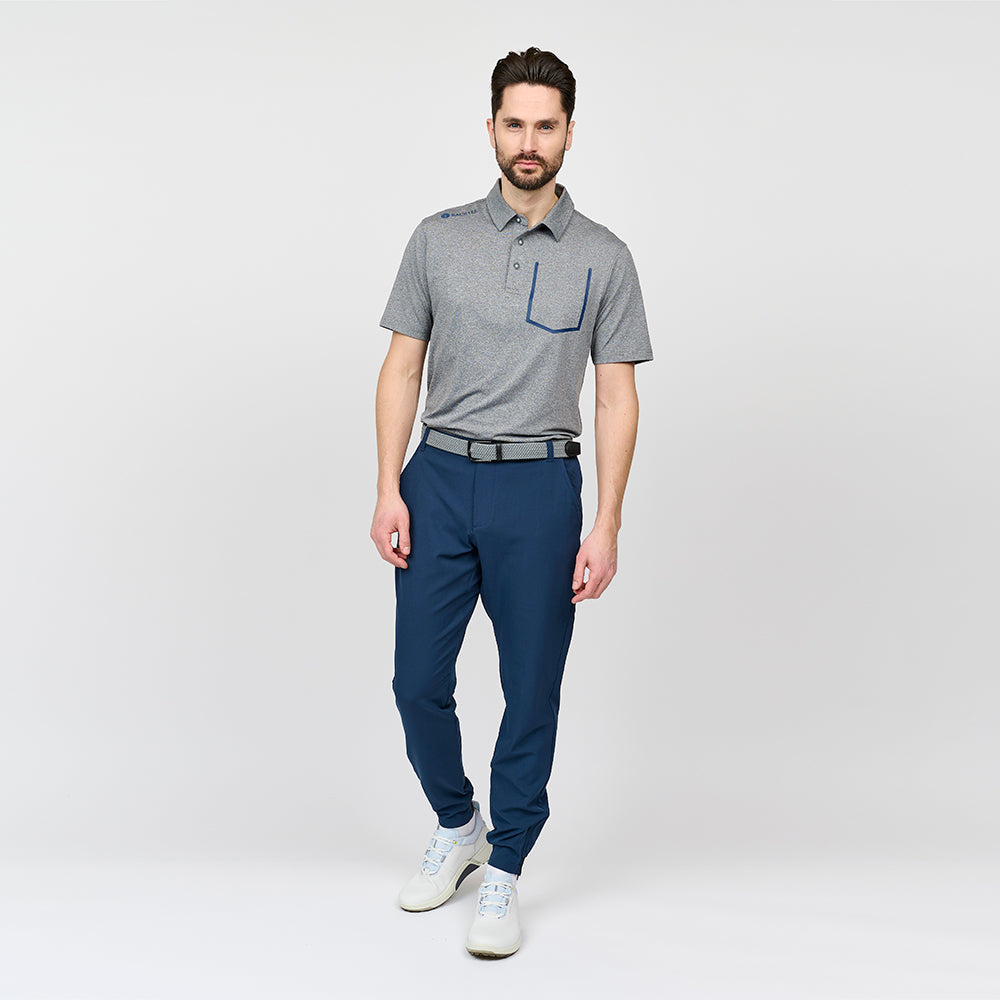 Mens Melange Polo, Grey Melange