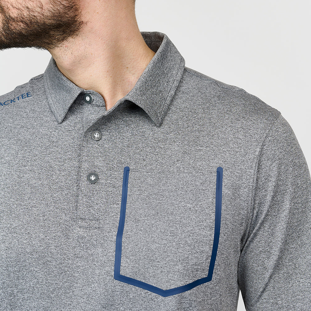 Mens Melange Polo, Grey Melange