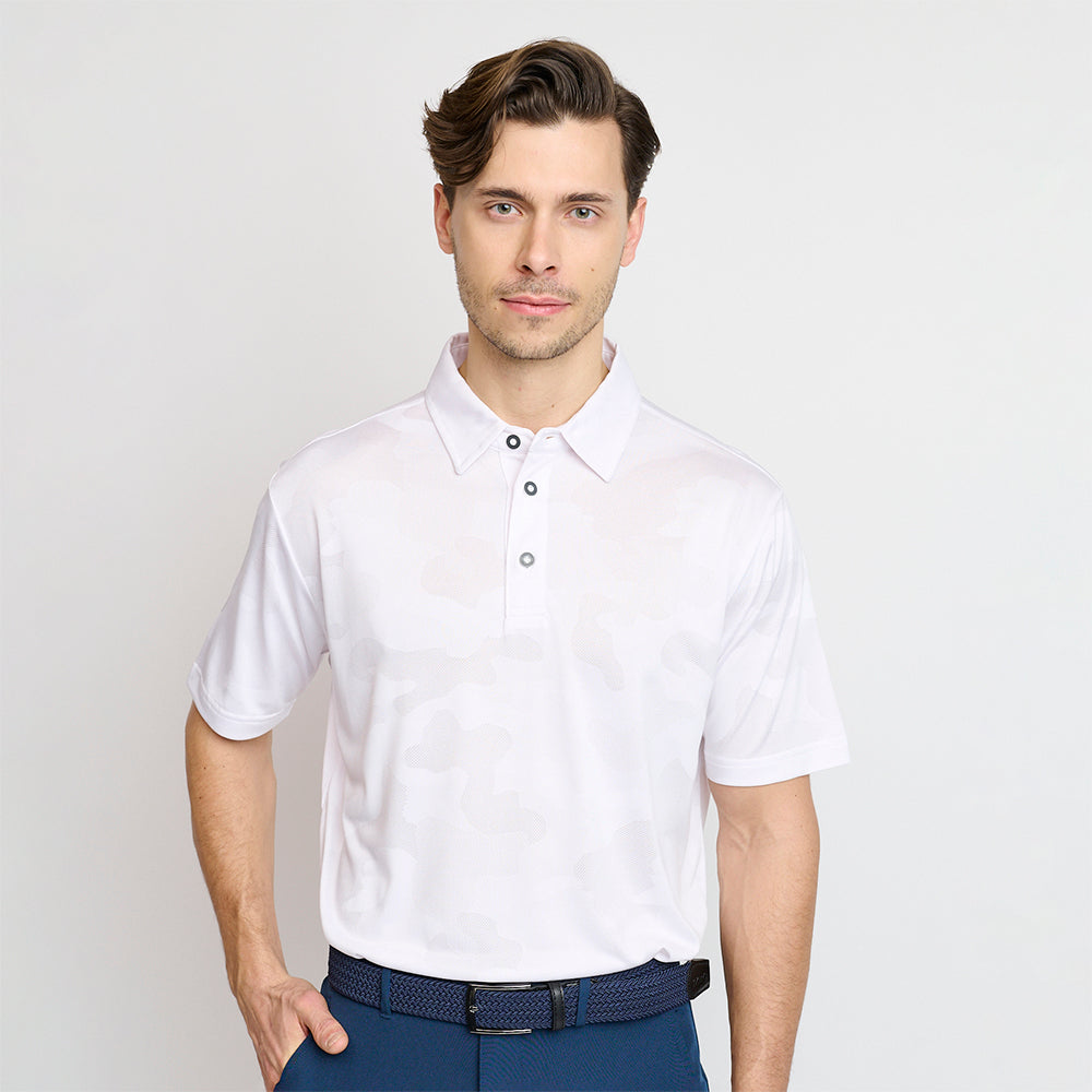 Mens Camou Polo, White