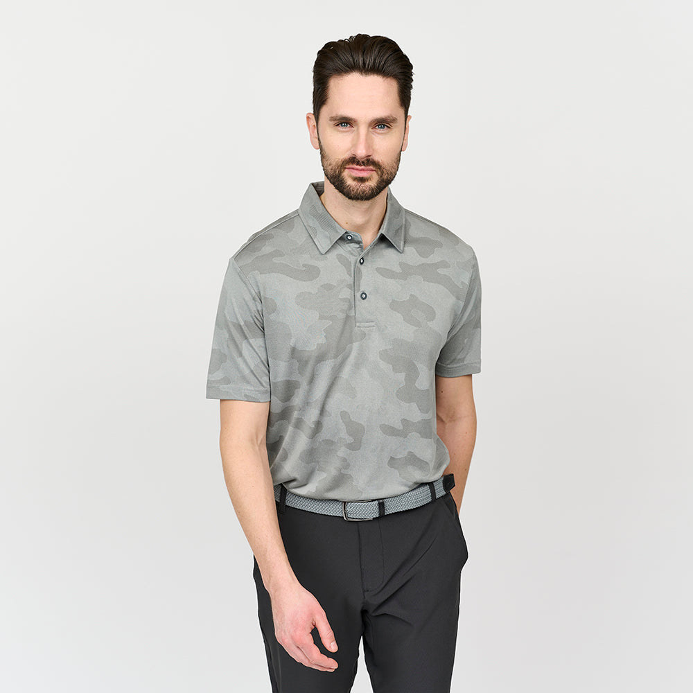 Mens Camou Polo, Light Grey