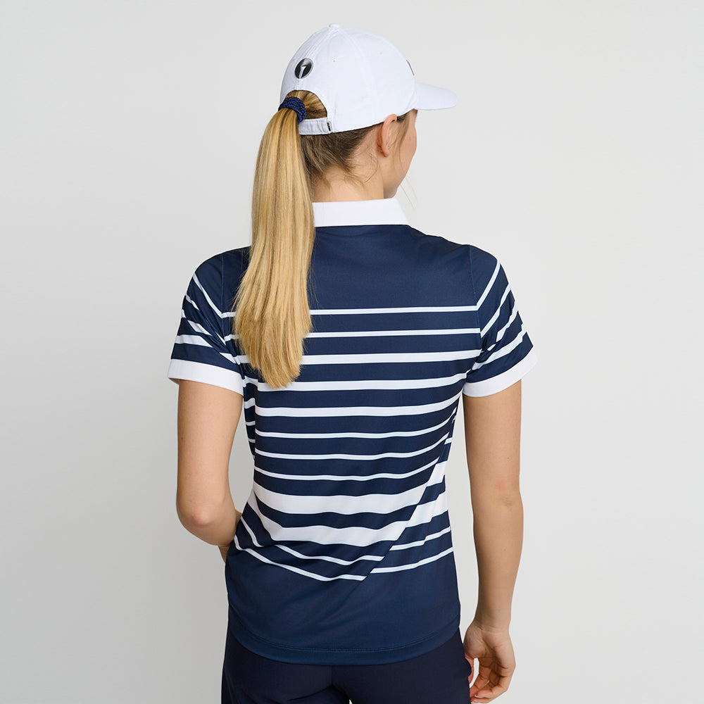 Women's Fine Stripe Polo, Navy Blue