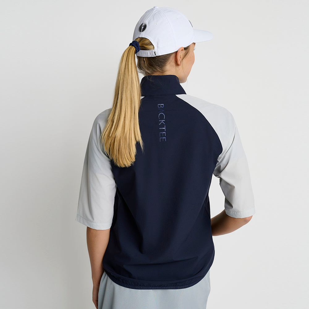 Women's Short Sleeve Stretch Windbreaker Jacket, Navy