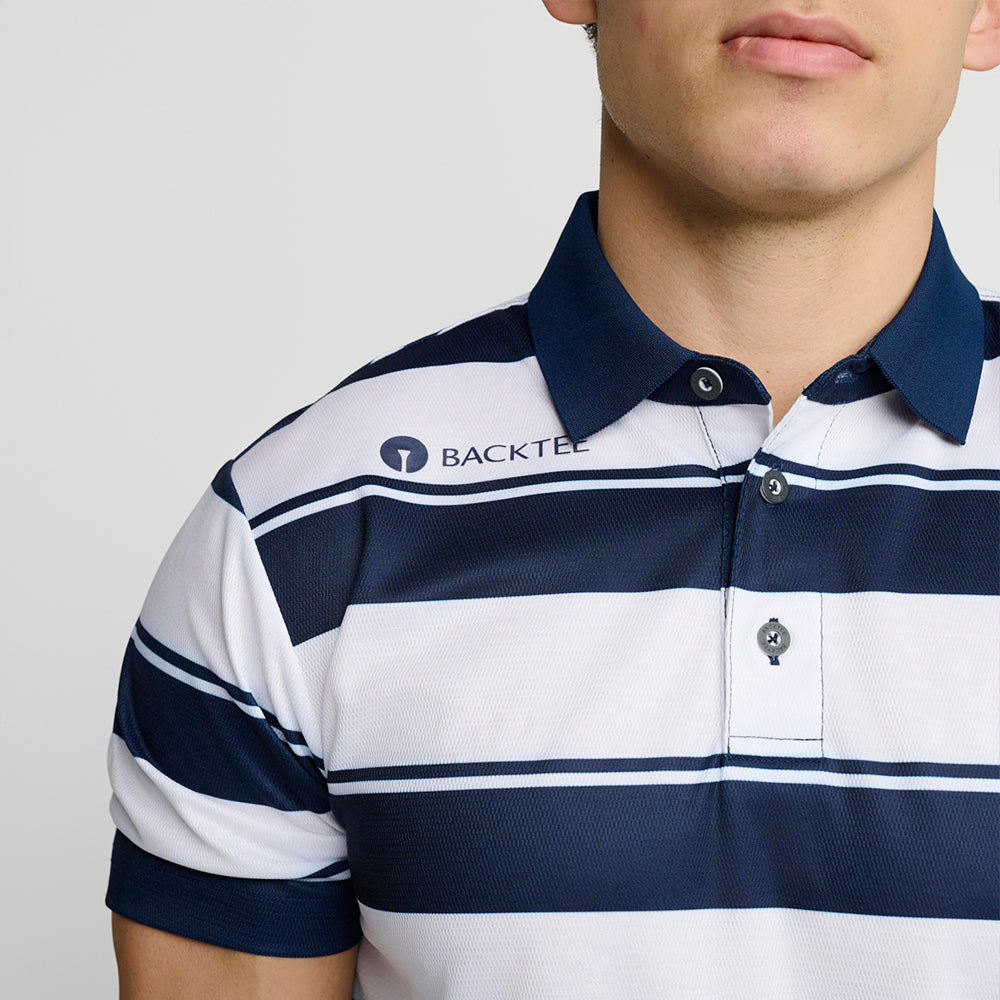 Mens Horisontall Polo, Navy
